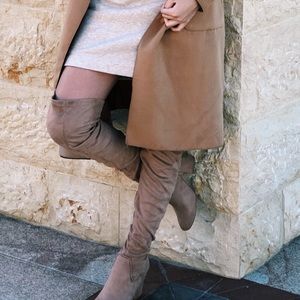Taupe Suede Over The Knee Boots